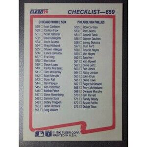 1990 Checklist Fleer Baseball Card #658